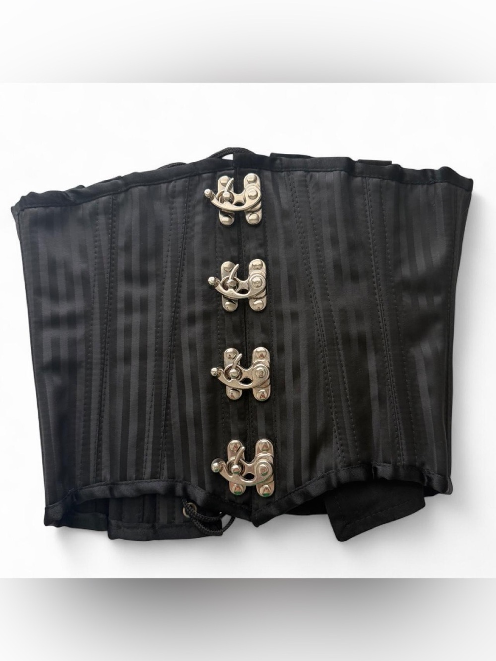 Corsets Queen Black Steel Boned Waist Trainer Corset 24” Waist Goth Witchy